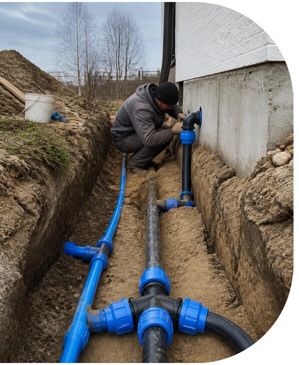 Монтаж наружного водопровода на участке под ключ в Нерюнгри